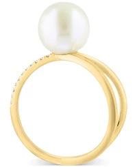 Effy Cultured Freshwater Pearl (9mm) & Diamond (1/20 ct. t.w.) Openwork Statement Ring in 14k Gold