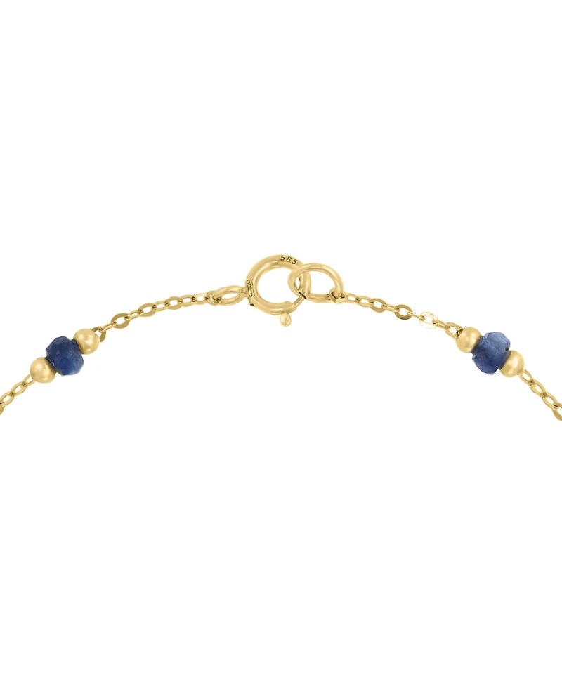 Effy Cultured Freshwater Pearl (8mm) & Sapphire (7/8 ct. t.w.) Link Bracelet in 14k Gold