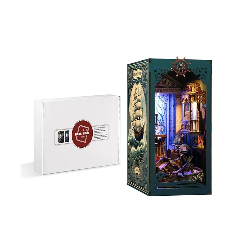Hansilk Diy Book Nook Kit Diy Miniature House Kit for Adults Teens Dollhouse Booknook 3D Wooden Puzzle, Bookshelf Decor Gifts (Riddle on the Seabed