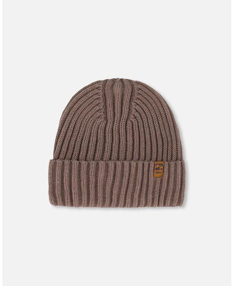 Deux par Deux Boy Cuffed Knit Hat Taupe - Toddler|Child