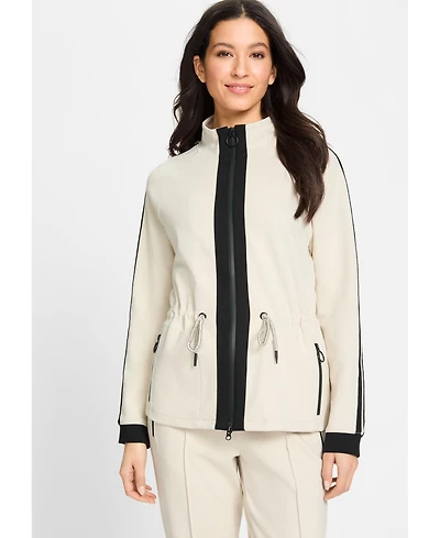 Olsen Women's Cardigan with Racer Stripe Detail