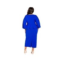Buxom Couture Women's Plus Off Shoulder Peplum Midi Dress