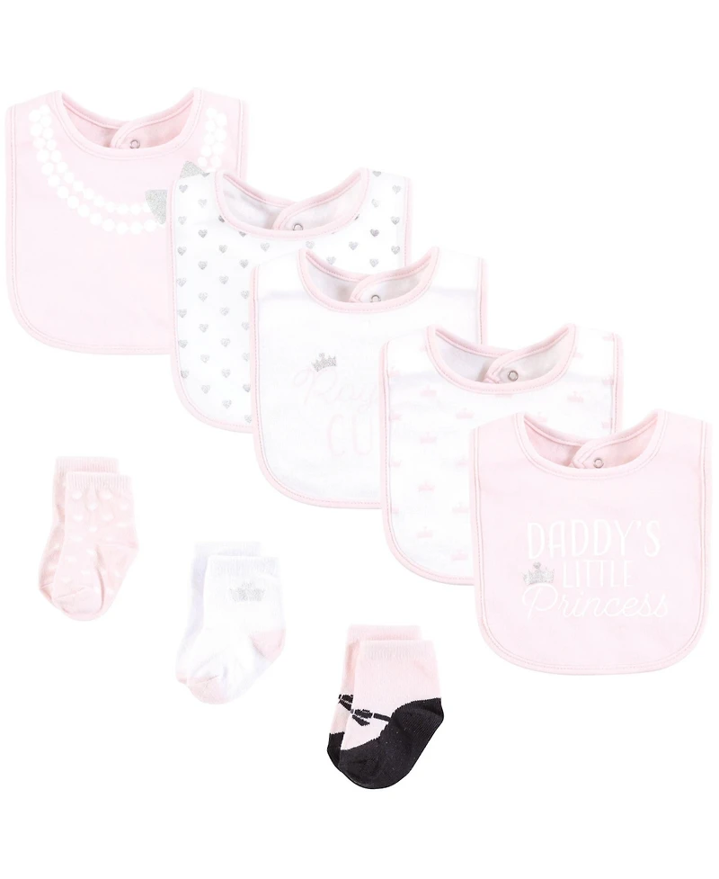 Hudson Baby Girls 8Pk Bibs/Socks Set