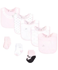 Hudson Baby Girls 8Pk Bibs/Socks Set