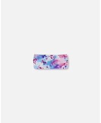 Deux par Deux Girl Printed Athletic Headband Pink, Blue And Butterflies - Toddler|Child
