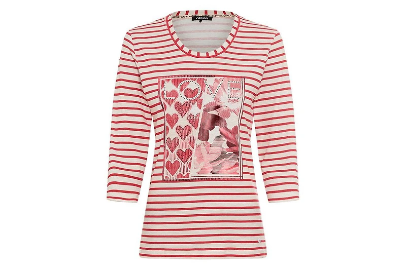 Olsen Women's Striped Love Print T-Shirt