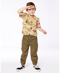 Deux par Toddler Boys Stretch Twill Jogger Pant Dark Olive Green - Toddler|Child