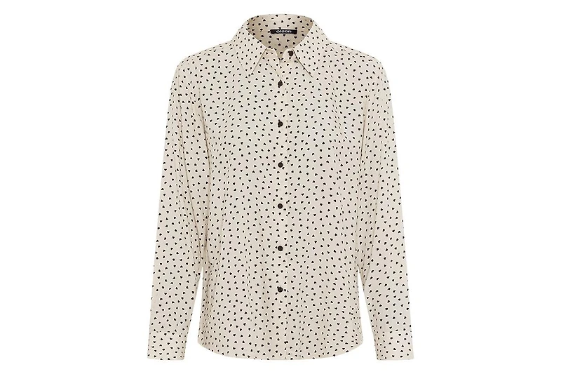 Olsen Women's Heart Print Button Front Shirt