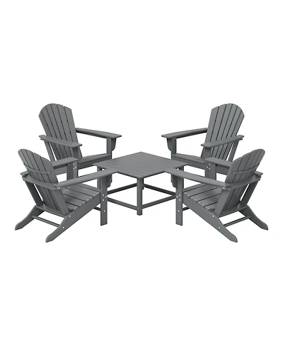 5-Piece Outdoor Patio Hdpe Adirondack Chair With Square Coffee Table Conversation Set