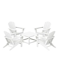 5-Piece Outdoor Patio Hdpe Adirondack Chair With Square Coffee Table Conversation Set