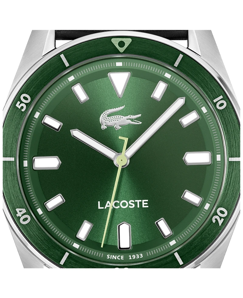 Lacoste Men's Boston Black Leather Strap Watch, 39mm