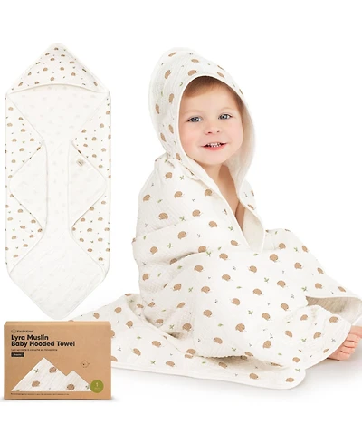 KeaBabies Lyra Muslin Baby Towels with Hoods for Newborn Girls, Boys, 100% Organic Cotton Soft Hooded Bath