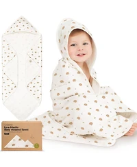 KeaBabies Lyra Muslin Baby Towels with Hoods for Newborn Girls, Boys, 100% Organic Cotton Soft Hooded Bath