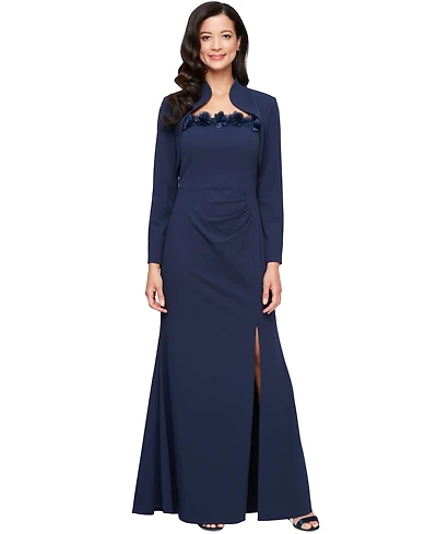 Alex Evenings Women's Rosette-Trim Bolero-Jacket Gown