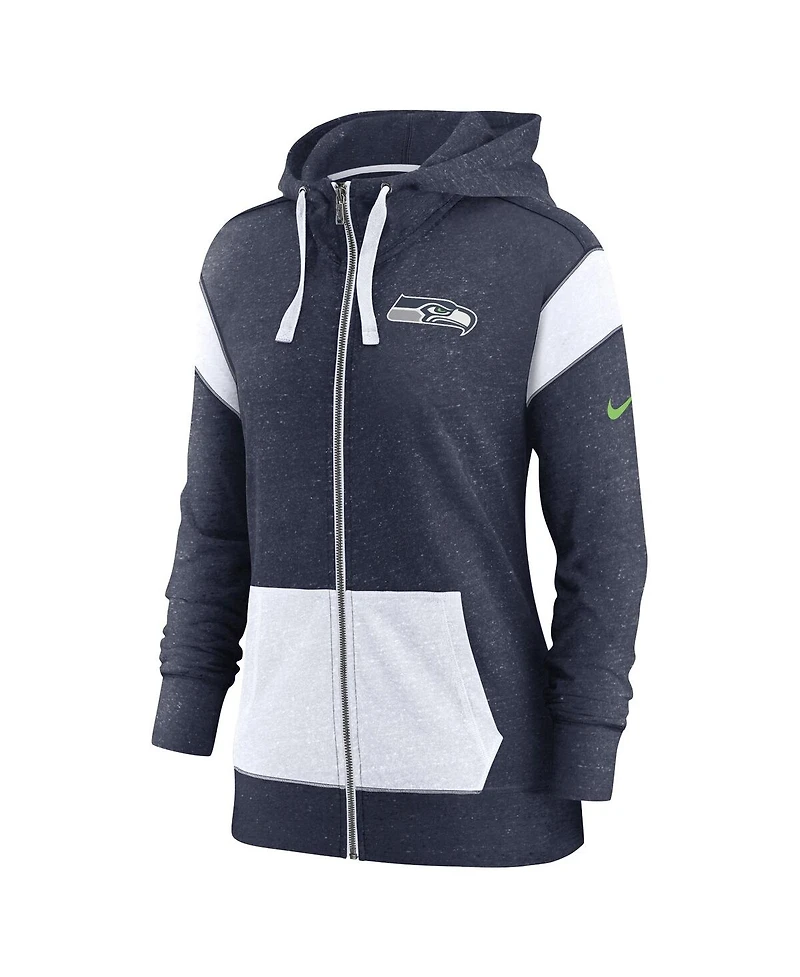 Nike Women's College Navy/White Seattle Seahawks Monaco Lightweight Full-Zip Hoodie