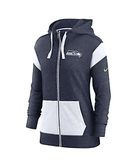 Nike Women's College Navy/White Seattle Seahawks Monaco Lightweight Full-Zip Hoodie