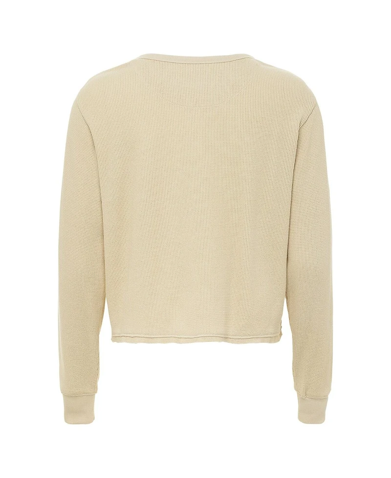 Sportiqe Men's and Women's Cream New York Knicks High Country Collection Cullen Waffle Knit Long Sleeve T-Shirt