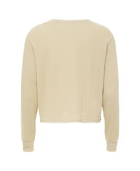 Sportiqe Men's and Women's Cream New York Knicks High Country Collection Cullen Waffle Knit Long Sleeve T-Shirt