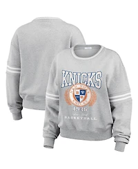 Wear by Erin Andrews Women's Heather Gray New York Knicks French Terry Pullover Sweatshirt