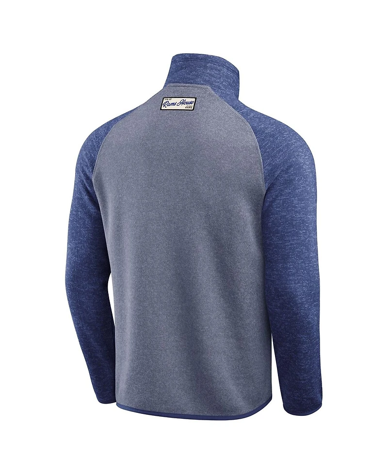 Fanatics Men's Blue Los Angeles Rams Tonal Quarter-Zip Jacket