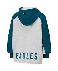 Dkny Women's Gray/Midnight Green Philadelphia Eagles Joy Cropped Raglan Pullover Hoodie