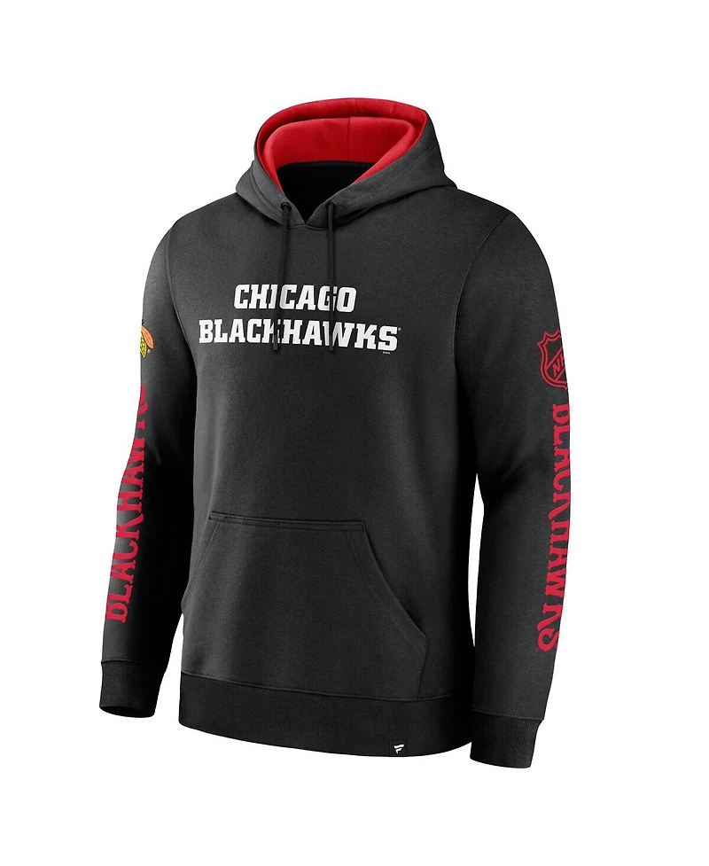 Fanatics Men's Black Chicago Blackhawks Big City Legacy Fleece Pullover Hoodie