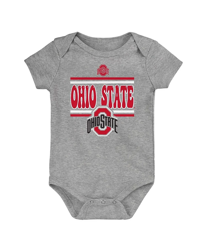 Outerstuff Newborn Scarlet Ohio State Buckeyes Sunday Comics 3-Pack Bodysuit Set