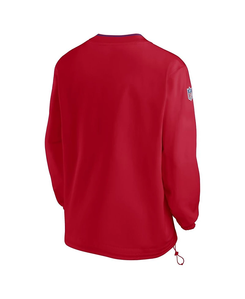 Nike Men's Red New England Patriots 2024 Sideline Throwback Logo Long Sleeve V-Neck Windshirt