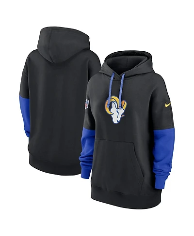 Nike Women's Black/Royal Los Angeles Rams 2024 Sideline Essential Fleece Pullover Hoodie