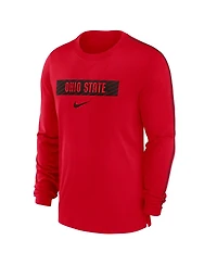 Nike Men's Scarlet Ohio State Buckeyes 2024 Sideline Player Tri-Blend Performance Long Sleeve T-Shirt