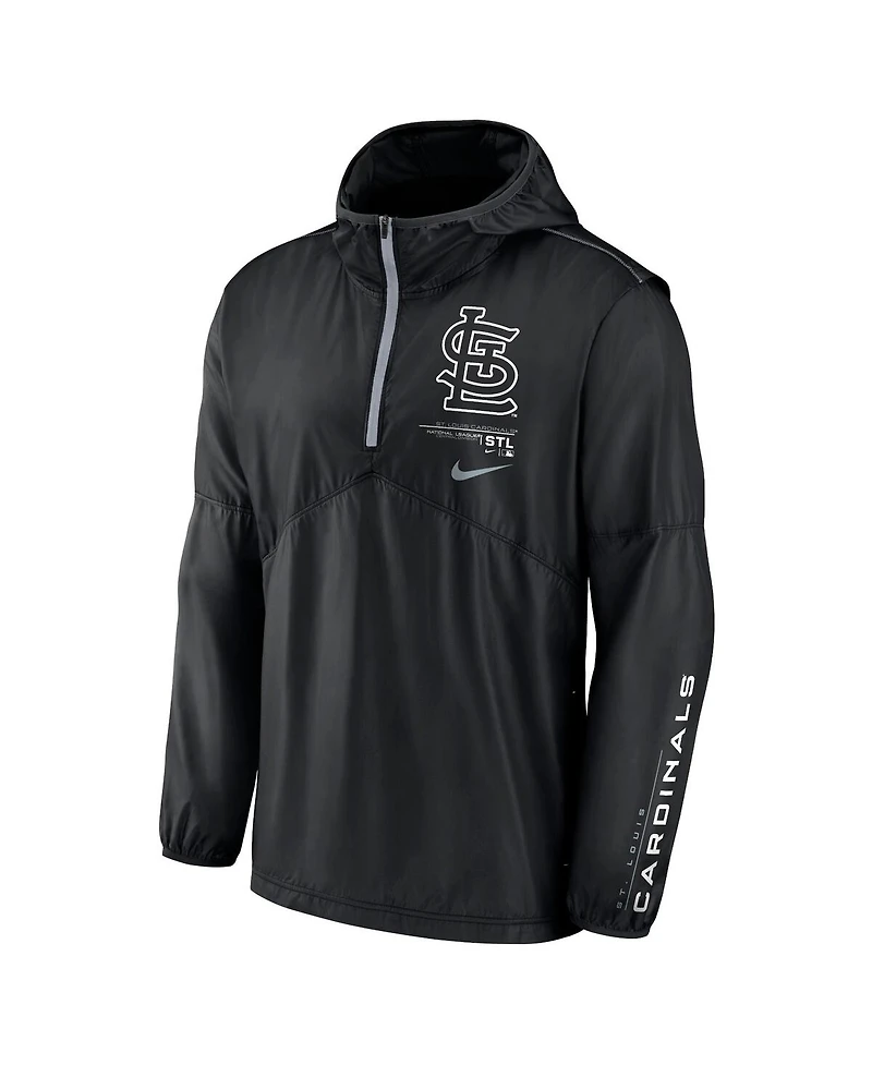 Nike Men's Black St. Louis Cardinals Authentic Night Game Performance Half-Zip Windbreaker