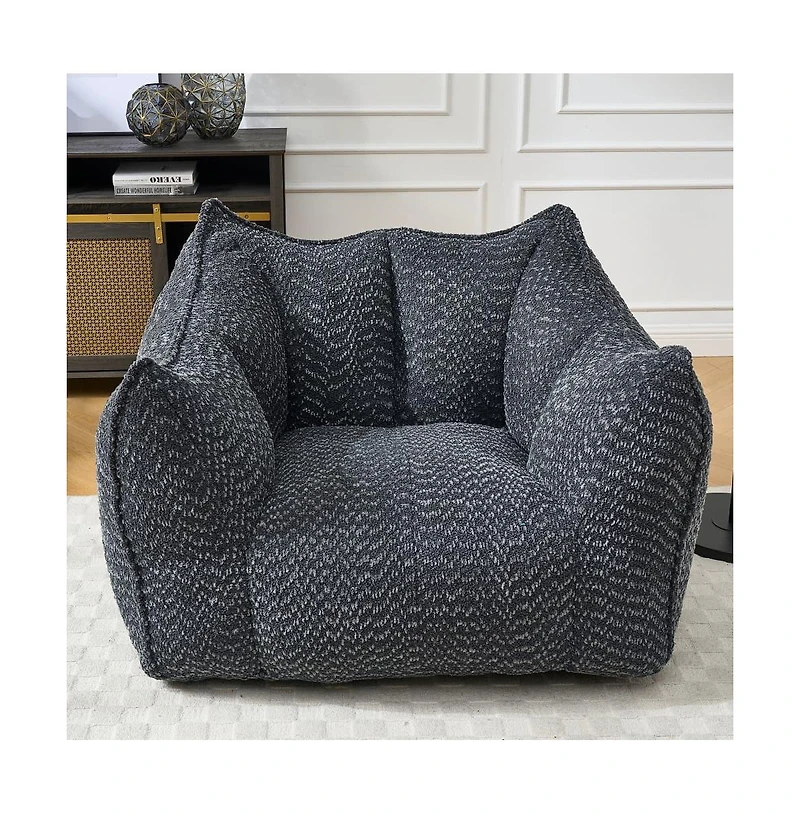 Comfortable Chenille Bean Bag Chair with Armrests for Living Rooms, Bedrooms, Gaming and Watching Tv-The Pop Home