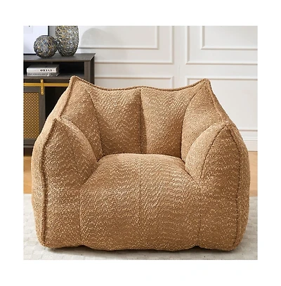 Comfortable Chenille Bean Bag Chair with Armrests for Living Rooms, Bedrooms, Gaming and Watching Tv-The Pop Home