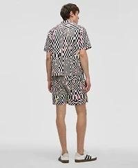 Mode Of One Mens Mixed Check Relaxed Fit Printed Button Down Camp Shirt Regular Fit Printed Swim Trunks Exclusively At Macys