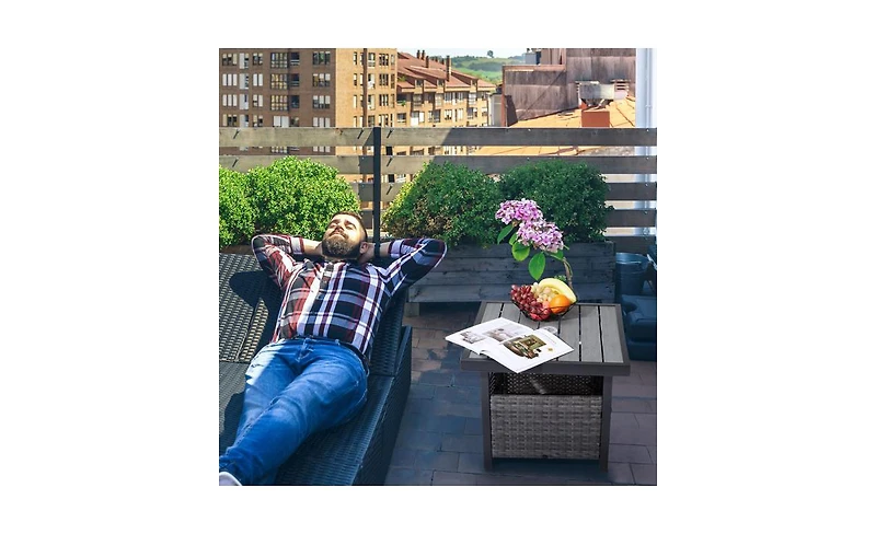 Outdoor Side Table with Umbrella Hole & Storage Space Perfect for Patio, Deck, or Garden Use