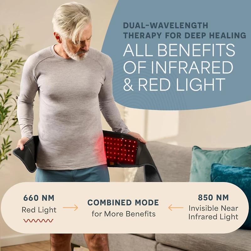 Lifepro Red Light Therapy Belt – 660nm & 850nm Infrared and Red Light for Pain Relief, Muscle Relaxation, Inflammation & Circulation Support