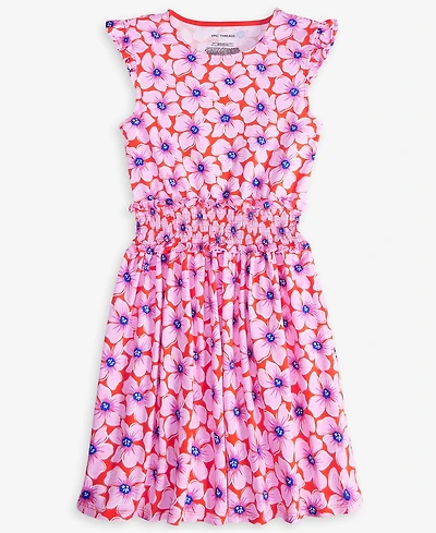 Big Girl Floral Smocked Jersey Cotton Dress, Exclusively at Macy's
