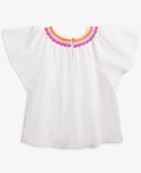 Epic Threads Big Girls Cotton Crochet-Trim Swing Top, Exclusively at Macy's