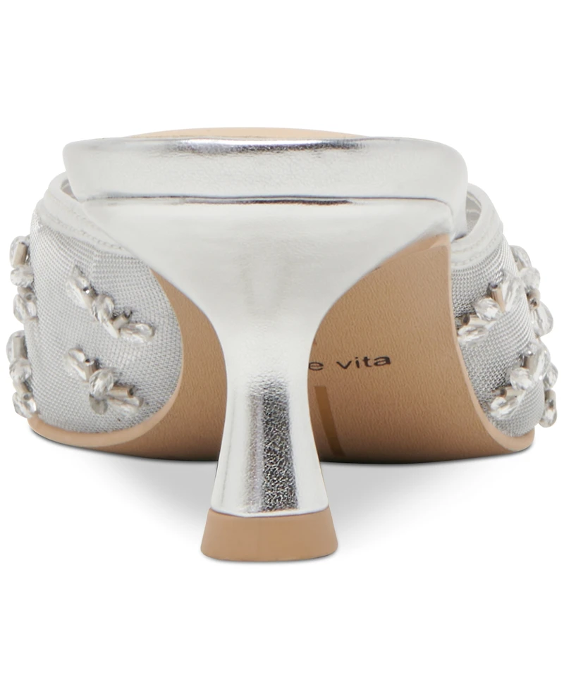 Dolce Vita Women's Clara Embellished Mesh Pointed-Toe Heeled Mules
