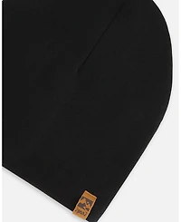 Deux par Kids Unisex Solid Beanie Hat Black - Toddler|Child