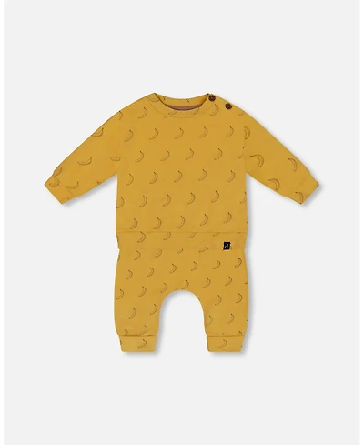 Deux par Deux Baby Boys Printed Organic Cotton Top And Pant Set Yellow Bananas