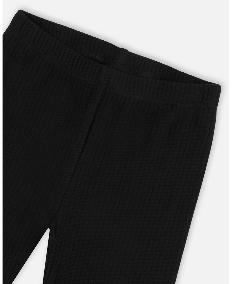Deux par Deux Toddler Girls Ribbed Leggings Black - Toddler|Child