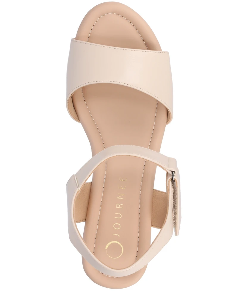 Journee Collection Women's Ranae Ankle Strap Platform Cork Wedge Sandals