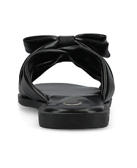 Journee Collection Women's Prylin Bow Slide Flat Sandals
