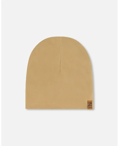 Deux par Deux Kids Unisex Solid Beanie Hat Beige - Toddler|Child