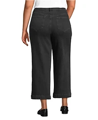 Lands' End Women's Soft Denim High Rise Wide Leg Patch Pocket Crop Jeans