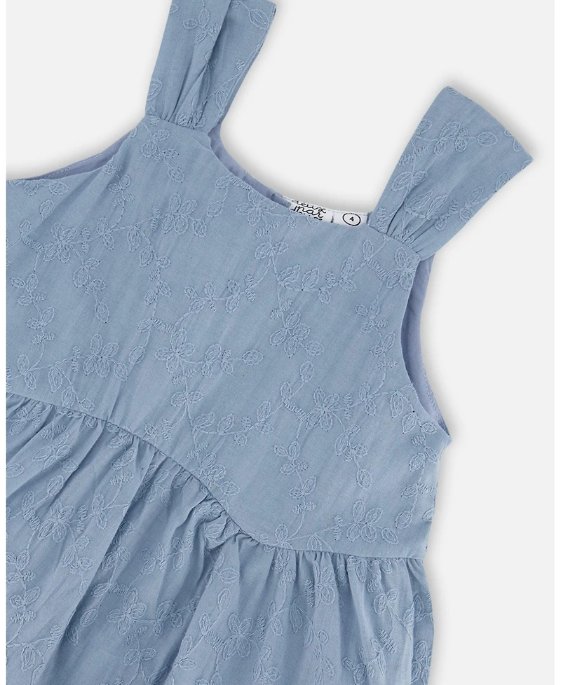 Deux par Deux Toddler Girls Multi-Tiered Eyelet Dress Gray Blue - Toddler|Child