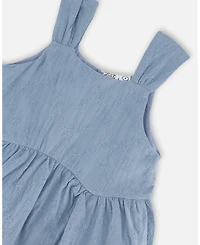 Deux par Deux Toddler Girls Multi-Tiered Eyelet Dress Gray Blue - Toddler|Child