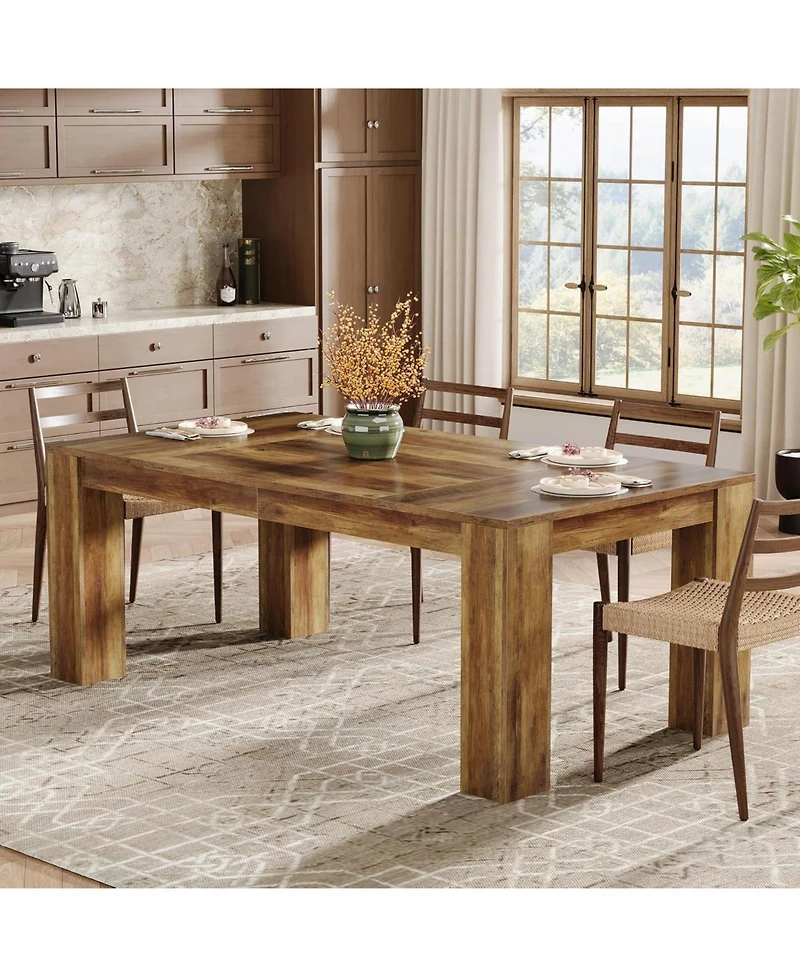 Tribesigns 63-Inch Dining Table for 4-6 People, Rectangular Kitchen Dinner Table, Farmhouse Wooden Eating Table for Home Kitchen, Dining Room