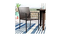 Set of 2 Stackable Outdoor Wicker Patio Dining Chairs for Garden, Balcony, or Deck
